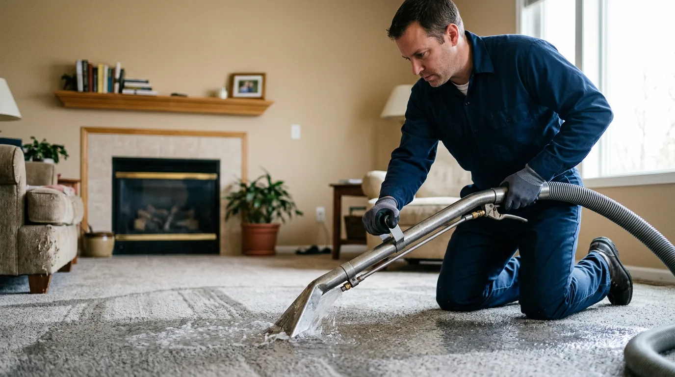 Water damage restoration technician working near Kennedy, MN